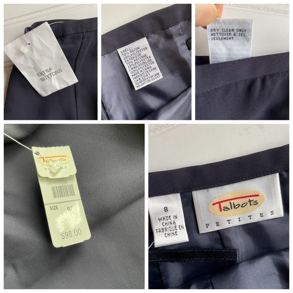 Talbots Petites Pencil Skirt Navy Blue Size 8 NWT Side Slit Office - Picture 4 of 6
